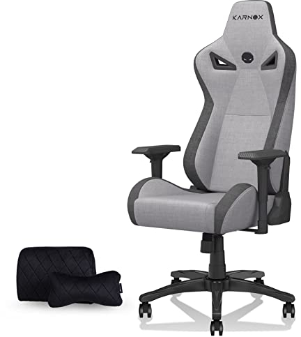 KARNOX Gaming Stuhl Stoff Gamer Ergonomischer Stühle Gaming Sessel Gaming Chair Bürostuhl Schreibtischstuhl Computerstuhl Stuhl 4D Armlehne höhenverstellbar 155°Neigungswinkel Legend grau