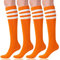 FITRELL 4er-Pack Damen Kniestrümpfe Casual Tube Socken, Orange/Weiß, Einheitsgröße