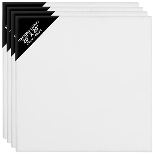 Belle Vous Lot de 4 Toile a Peindre - 50 x 50 cm - Toile Peinture Pré-Étirée sur Cadre en Bois - Adaptée pour la Peinture Acrylique, à l’Huile, Ainsi que le Dessin et l’Esquisse