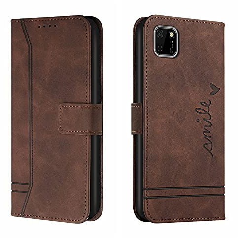 QIWEIQING Kompatibel Mit Handyhülle für Huawei Y5P / Honor 9S - Leder Klapphülle Tasche, Brown HX