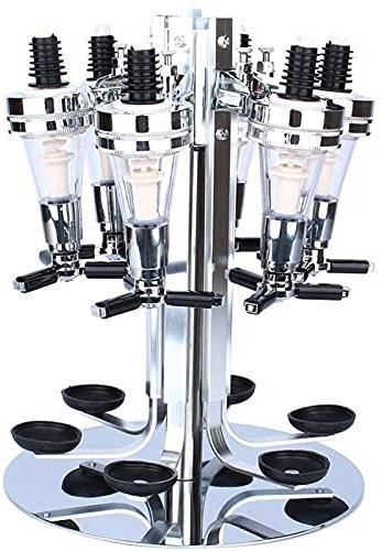 Ejoyous 6 Bottle Rotating Optics, Wall Mounted Bottle Rotating Drinks Dispenser Stand Optic Dispenser for Spirits, Steel Bar Butler Optics for Home Bar Standing