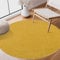 SANAT Kurzflor Teppich Wohnzimmer - Uni Modern Teppiche fürs Schlafzimmer, Arbeitszimmer, Büro, Flur, Kinderzimmer und Küche - Gelb, 200 cm Rund