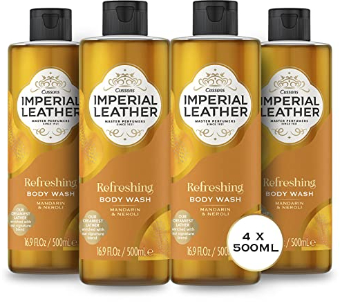 Imperial Leather Refreshing Shower Gel, Mandarin & Neroli, Signature Oil Blend, Creamy Lather, Gentle Skin Care, Bulk Buy, Pack of 4 x 500ml