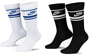 NIKE 6 Paar Everyday Essential Tennissocken Socken Sportsocken Unisex DX5089, Farbe:Schwarz - Weiss/Weiss - Blau, Socken Neu:38-42