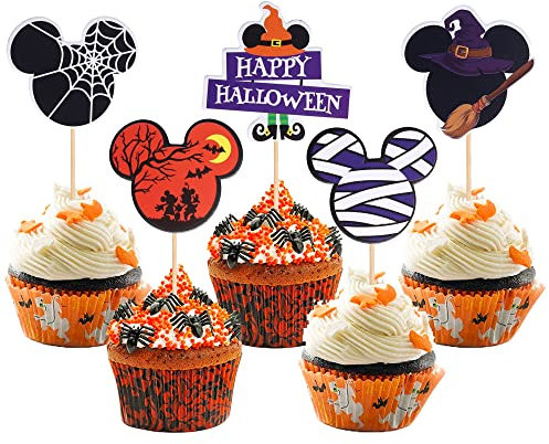 30 Stück Mini inspiriert Halloween Cupcake Toppers Hexenhut Geist Fledermaus Cupcake Picks Happy Halloween Thema Baby Shower Birthday Party Kuchen Dekorationen Zubehör