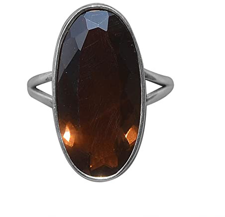 Solid 925 Sterling Silver Smoky Quartz gemstone Ring size 8