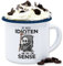 Emaille Tasse Blechtasse - Statement Sprüche - So viele Idioten und nur eine Sense - Schwarz - 300 ml - Weiß Blau - böse tassen mit spruch sarkasmus sensenmann kaffeetasse freche spruechen