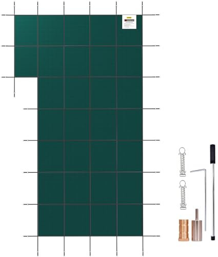 VEVOR Bâche Piscine Creusée 5,49x10,36 m Couverture Rectangle Protection Hiver Marche Gauche Triple Couture PP Mailles Résistance Étanche à la Pluie Outils Installation pour Piscines 4,88x9,75 m Vert