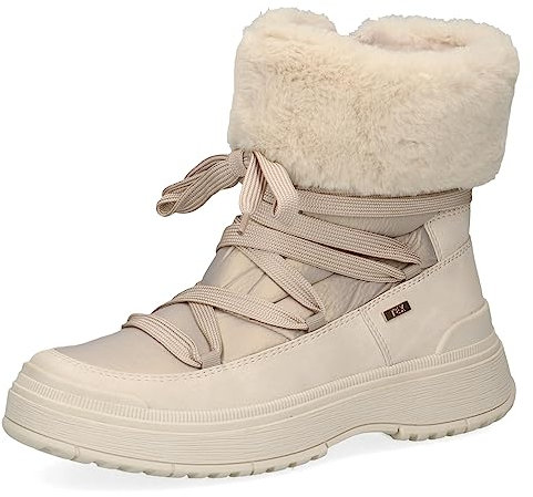 CAPRICE Damen Winterstiefeletten zum Schnüren Gefüttert Fell Weite G, Beige (Beige Comb), 36 EU