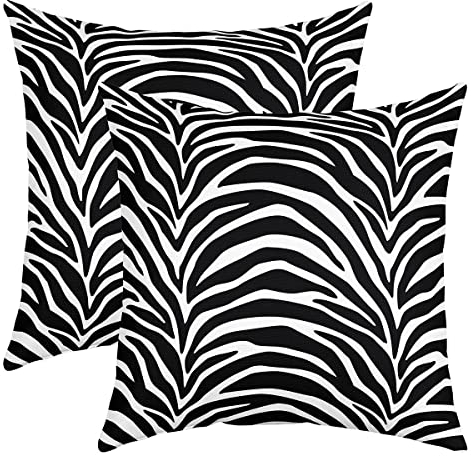 Zebra Stripes Kissenbezug Kissenhülle Voll Geometrie Strip Kissenbezüge 40x40cm 2er Set Kissenbezüge Weich für Kinder Schwarz Lines Dekorative Sofakissen Couchkissen Jugendliche Tiers Dekokissens