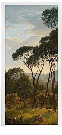 MuchoWow© Türtapete Selbstklebend Türposter Garten Tür Tapeten Italienische Landschaft mit Schirmkiefern - Gemälde von Hendrik Voogd - 90x205 cm