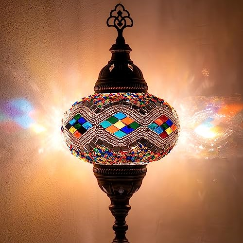 10 Variationen Orientalische Marokkanische Mosaik Tischampe Handgefertigte Türkische Dekorative Mosaiklampe (6-Mehrfarbig)