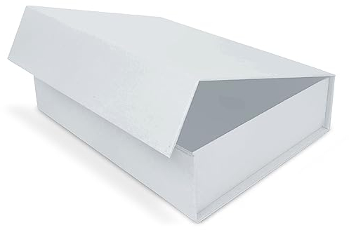 Verpackungswelt Geschenk-Box mit Deckel | 31 x 22 x 7 cm | Geschenk-Karton mit Magnet-Verschluss | Perfekt für Geburtstag, Hochzeit, Weihnachten, Geburt | Geschenk-Verpackung in Weiß