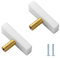 PILYON Cabinet Pulls Round 6 Pack Marble Brass Handle Square Black Crystal Cabinet Wardrobe Door Drawer Cabinet Door Knob White Single Hole