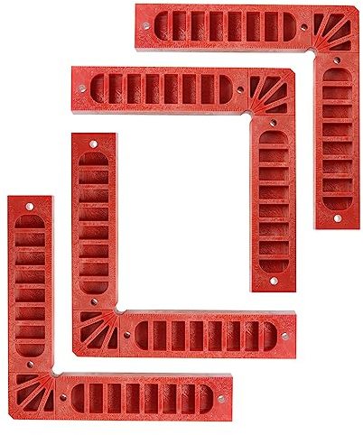 sourcing map 4pcs 90 Degree Positioning Squares 8x8 (200x200mm) Right Angle Corner Clamps Woodworking Tools for Cabinets Picture Frames and Boxes, Red