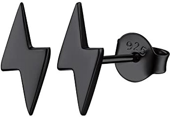 FOCALOOK Ohrringe Damen Ohrstecker Schwarz Blitz Ohrringe Silver Earrings Piercing Ohr Medizinische Ohrstecker Earrings Accessoire Ohrschmuck