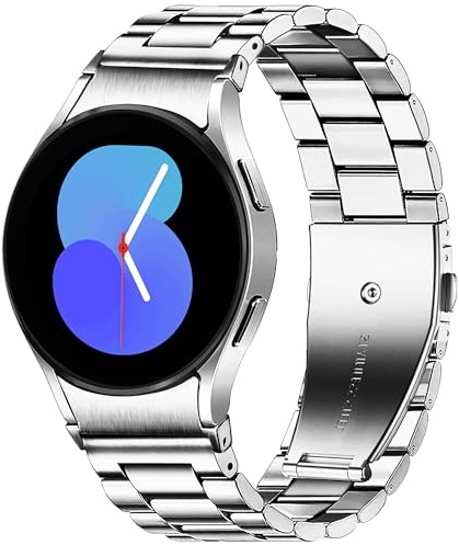 Ocaer Edelstahl Armband Kompatibel mit Samsung Galaxy Watch 7/FE/6/5/4 40mm 44mm, 6/4 Classic 43mm 47mm/42mm 46mm, Watch 5 pro 45mm, 20mm Metall Armband für Herren Damen (Silber)