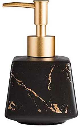 MYCHUS 260Ml Salle de Bains de Luxe en CéRamique Marbre Distributeur de Savon Gel Douche Shampooing Bouteille d'eau Lotion CarréE Presse Bouteille-Noir