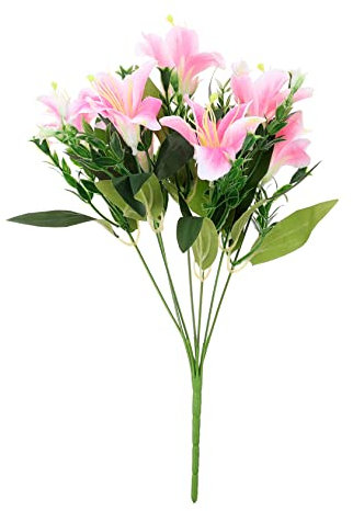 HOMSFOU Künstliche Lilie Künstliche Blumenpicks Kunststoffornament Zierblume Realistische Lilie Gefälschte Lilienblumen Falsche Gefälschte Blumenornamente Braut