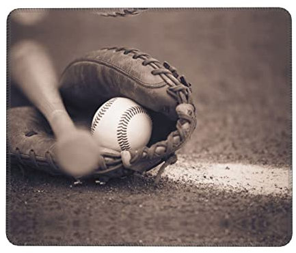FAIRAH Mauspad mit Baseball- und Handschuh-Motiv, rutschfest, rutschfest, verschleißfest, angenehm anzufassen