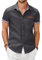 COOFANDY Mens Shirts Short Sleeve Smart Casual Non Iron Formal Shirt Denim Work Plaid Collar Plain Shirt Summer Button Down Shirts Gray L