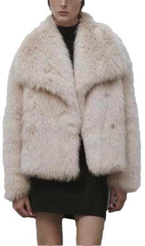 Ownwfeat Manteau De Fourrure D'hiver Femme Grand Col De Fourrure Veste En Fausse Fourrure
