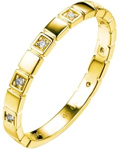 Ayoiow 9K Ring Damen Runder Ring Mit Weißer Runder Form Moissanite Verlobungsringe für Damen