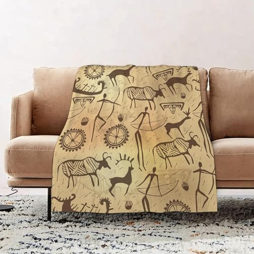 Kuscheldecke Flauschig Afrika 3D Decke 100x135 Retro-Ethno Wohndecke Muster Weich und Warme Flanell Fleecedecke für Sofadecke Couchdecke Tagesdecke 5944y
