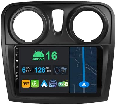 YUNTX 9 Zoll Android 13 Autoradio mit Navi Für Dacia/Sandero 2014-2017 | Octa Core | 6GB 128GB | Eingebaut 4G LTE | CarPlay & Android Auto | DSP | DAB | QLED | Dual Band WiFi | Bluetooth 5.0 | GPS