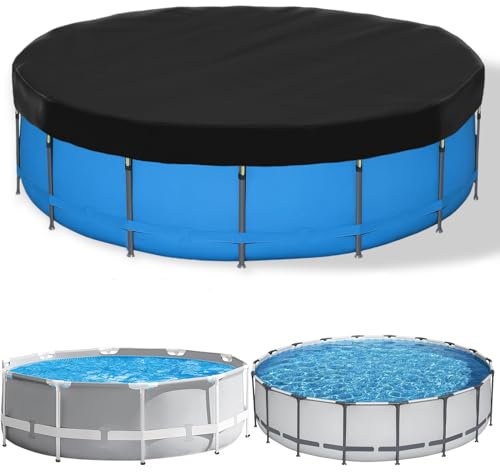 SAFANA 10FT Pool Covers for Above Ground Pools, Round Swimming Pool Cover [Upgrade 420D Thicker] Protective Leaf Cover with Reflective Strip, Tear Resistant Durability Fabric, UV Resistance, Black