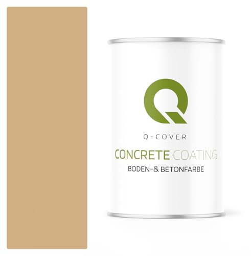Q-COVER Bodenfarbe Betonfarbe Beige 0,9L Garagenboden Bodenbeschichtung für Innen Kellerfarbe Fußbodenfarbe