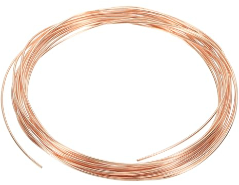 PATIKIL 5m Basteldraht 16,4 Fuß massiver blanker Kupferdraht, 18 Gauge 99,9% reiner Kupferdraht 1mm weicher Schmuckdraht Metall Pflanzenstielbindungen für Schmuckhandwerk (5m), 2 Rollen