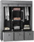 HOMCOM Armoire de Rangement en Tissu penderie Pliable avec 5 étagères, 2 Barres de Suspension et 3 tiroirs en Tissu - 125L x 43l x 162.5H cm, Gris