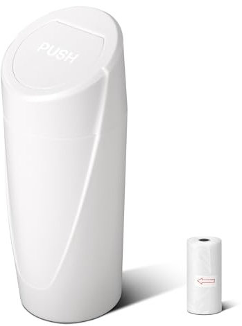 SGLRT Poubelle de voiture avec couvercle – Porte-gobelet – Mini poubelle de voiture étanche blanche avec 20 sacs poubelle – Organisateurs de voiture et rangement pour accessoires de siège avant et