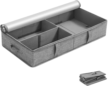 Under Bed Storage Bags with Zips - 50L Large Shoe Storage Organizer with Adjustable Dividers Underbed Clothes Storage Containers Bins for Towels Sweaters Linen Sheets Shoes