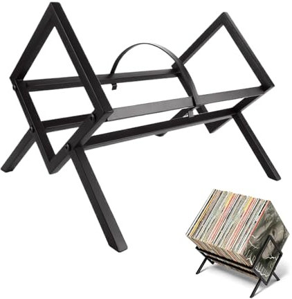 LOPYXBR Schallplattenregal aus Metall, 80-100 LP, Schwarz