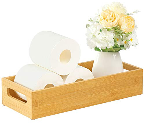 VITVITI Wooden Toilet Roll Storage, Bamboo Bathroom Towel Storage, Wooden Box over Toilet Storage Unit, Kitchen Accessories Organiser - Beige