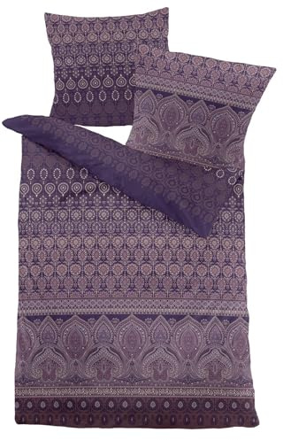Dormisette Feinbiber Bettwäsche Lysekil lila 1 Bettbezug 155 x 220 cm + 1 Kissenbezug 80 x 80 cm