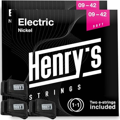 2-Pack Extra Light Gitarrensaiten E-Gitarre - E-Gitarren-Saiten Mit Vernickelter Außenseite & Edelstahlkern - Extra E1-Saite & 3 Plektren - Saiten für E Gitarre 09-42 - Electric Guitar Strings