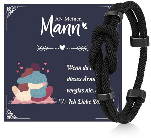 VNOX Armband Herren: Geschenk für Mann Paracord Armbänder, Schwarz, Schmuck für Ehemann, Surfer Männer Armbänder