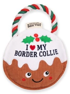 History & Heraldry Personalised Christmas Pudding Dog Toy (I Border Collie)