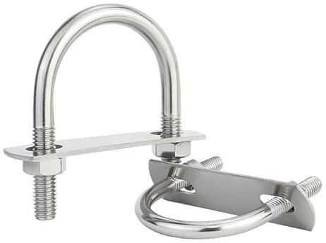 FamlTol M8 de Pernos en U 33mm de ancho interior Abrazadera en U de alta resistencia Soporte de perno en U redondo de acero con placa y tuerca hexagonal para fijación de tuberías │ 2 juegos