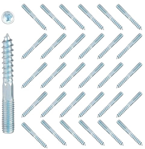 30 Stück Stockschrauben M8, M8 x60mm Torx Hängeschrauben, Stockschrauben Torx, Doppelendige Dübelschrauben, Gewindeschrauben Lag Holz und Maschinenschrauben für Holzgelenk Möbel Beine