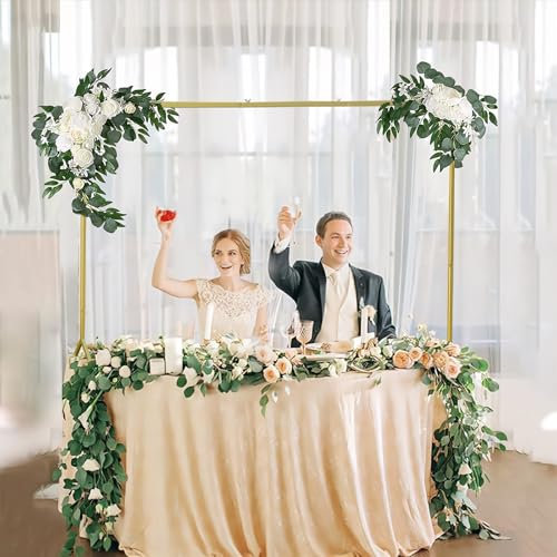 YORFULL Dekostange für Tisch, Doppelklemme Verstellbar Tischbogen, 71CM-108CM Höhe 73CM-251CM Länge, Tischstange Dekostange Gestell für Geburtstag, Hochzeit, Party, Weihnachten, Jahrestag Dekoration