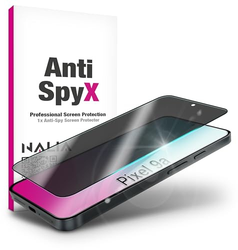 NALIA Privacy Blickschutzglas für Google Pixel 9a - Schutzglas, Schwarz | Ab 28° blickdicht für Seitenblicke, Hüllenfreundlicher Rand, Reinigungsset dabei, Ultraglatt und reaktionsschnell