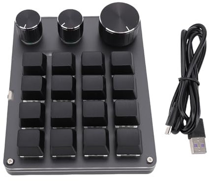 Zunate Teclado Personalizado OSU Macro Almohadilla, RGB con Cable RGB Retroiluminado 16 Teclas 3 Perillas Programables Teclado Mecánico con una Mano con Diseño de Interruptor Rojo para (Black)