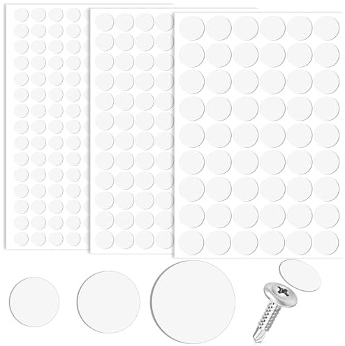 290 Stück Schraubenabdeckung Selbstklebend Weiß, 12mm/15mm/21mm Selbstklebende Schrauben Abdeckkappen, Schraubenloch Aufkleber für Wandschränke Schreibtische Schrauben Möbel Reparaturen