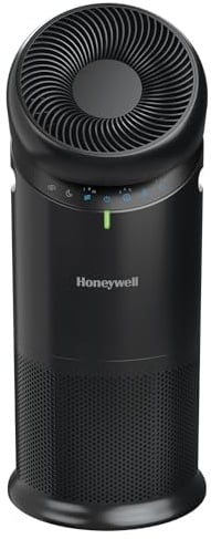Honeywell Allergen Plus™ 3-in-1 HEPA Air Purifier, Fan & Adjustable Airflow with 30°, 90°, or 360° Circulation for Large Rooms up to 1928 sq ft, Air Quality Sensor, Sleep Mode, HPA6000, Black