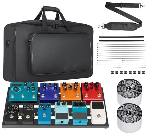 CROWNSHOP Pedal Board 56X32CM Guitar Pedal Board Aluminum Alloy Super Light Effect Pedalboard with Carry Bag Pedal Cables Sticker Boogie Board for Stage Performance Recording Studio Practice Home Use