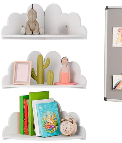 Eckregal Ständer - 3-teiliges Wolken Wand Bücherregal für Wohndekoration - Eck Aufbewahrungsregal Ausstellungsständer - Für Heimdekoration Bücher Spielzeug Schlafzimmer Kinderzimmer Badezimmer Büro Wo
